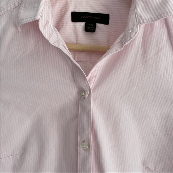 Country road pink pinstripe button down shirt | size XXS - Picture 2 of 5